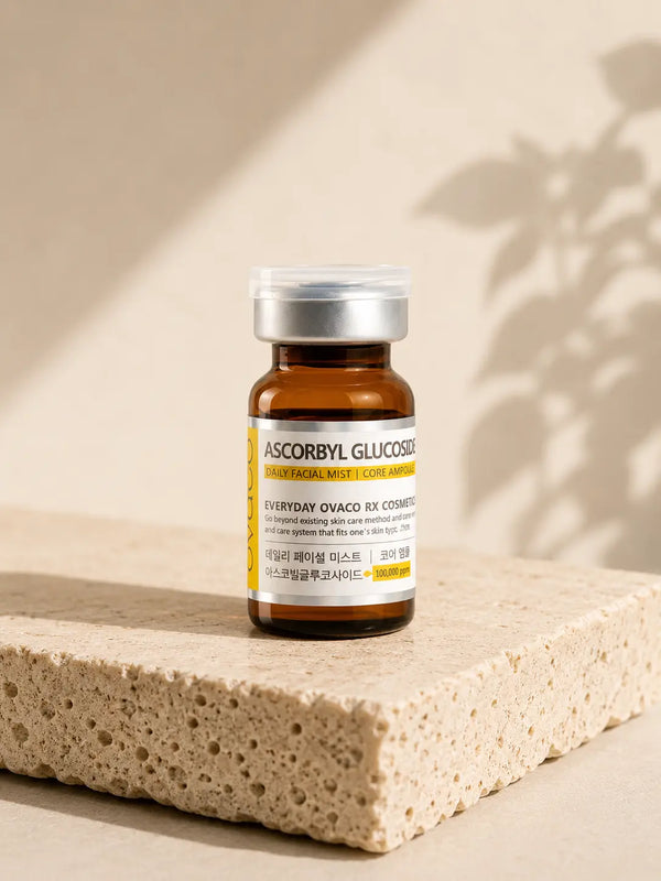 OVACO Core Ampoule Ascorbyl Glucoside · vial vitamina C facial al 10% estabilizada · cosmética coreana premium Silvia Moreno
