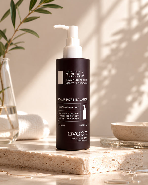 OVACO Egg Neural Cell Scalp Pore Balance · tónico exfoliante y refrescante para el cuero cabelludo · cosmética coreana premium Silvia Moreno