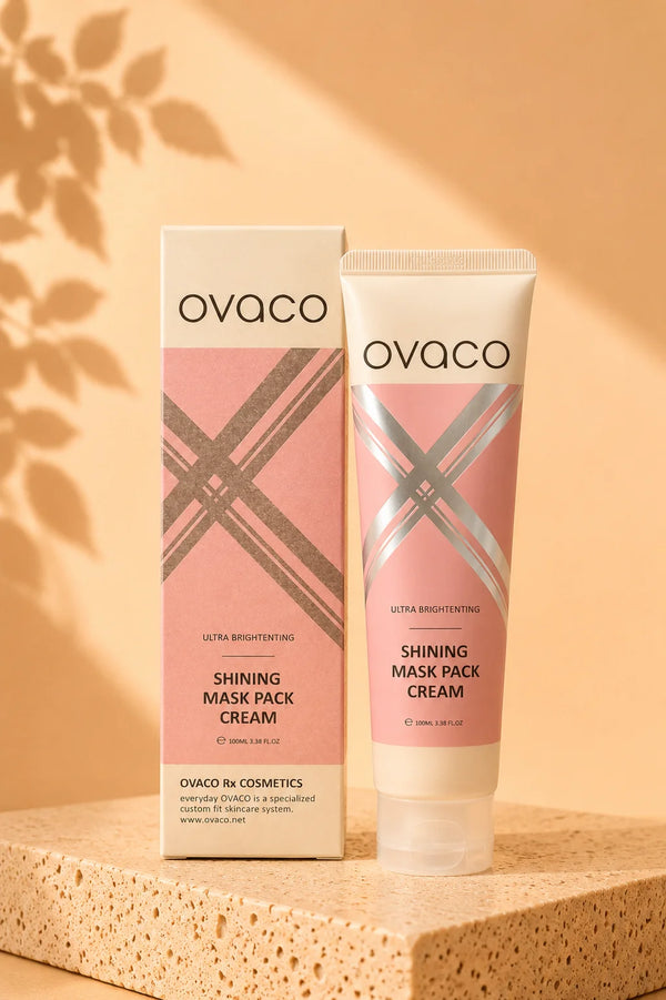 OVACO Shining Mask Pack Cream, mascarilla facial iluminadora con efecto brightening para aportar luminosidad y vitalidad a la piel